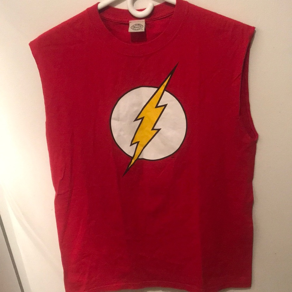 DC Comics Originals The Flash 100% Cotton Sleeveless TSHIRT Red w/ gold ⚡️🔥